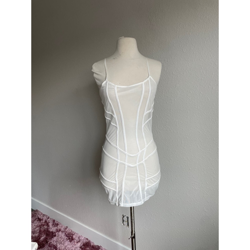 White Mesh Darker Wavs slip dress